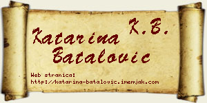 Katarina Batalović vizit kartica